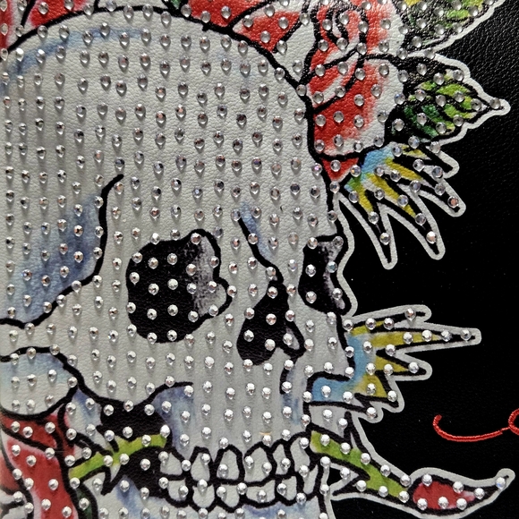 NEW Ed Hardy Black Skull Wristlet With Rhinestones 9"x7' New With Tags - Picture 5 of 6